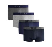 NEXT Boxer da Uomo Essential Hipsters, 100% Cotone, Vita Elasticizzata, Confezione da 4 Mutande Grigio/Blu Scuro XL
