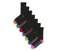 NEXT Calze da Uomo in Cotone, Nero a Righe, Lunghezza alla Caviglia, Confezione da 7 Calzini Corti Striscia nera 43