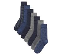 NEXT Calzini da Uomo Neri in Cotone, Lunghezza alla Caviglia, Confezione da 7 Calze Motivo blu navy/grigio 43