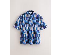 next Camicia a maniche corte con stampa, vestibilità comoda blu