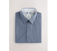Next Camicia elegante a maniche corte con trama in cotone pregiato xsmall blu