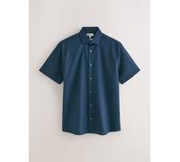 Next Camicia elegante a maniche corte in misto cotone e lino large blu
