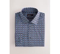 Next Camicia formale N. Premium Vestibilità slim in cotone Stretch con stampa geometrica 17in blu