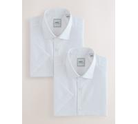 Next Camicie eleganti a maniche corte di facile manutenzione, confezione da 2 18in Bianco