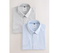 Next Camicie eleganti a maniche lunghe con bottoni, in cotone di alta qualità e di facile manutenzione 2 Confezione 175in blu