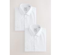 Next Camicie eleganti a maniche lunghe con polsino singolo, facili da lavare, confezione da 2 155in Bianco