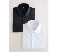 Next Camicie eleganti a maniche lunghe in cotone Stretch con polsino singolo 2 Confezione 155in Nero