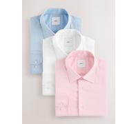Next Camicie eleganti con polsino singolo facili da pulire, confezione da 3 15in blu