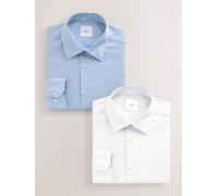Next Camicie eleganti Vestibilità slim con polsino singolo, facili da pulire, confezione da 2 155in blu