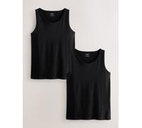 Next Canottiere a strati in puro cotone 100%, confezione da 2 small Nero
