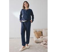 Next Comodo pigiama Henley a maniche lunghe con motivo a nido d'ape xlarge blu
