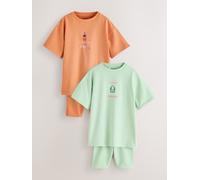 Next Completo composto da t-shirt oversize con grafica e pantaloncini da ciclismo 2 Pack (3-16anni) 122128cm arancione