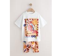 Next Completo con T-shirt e shorts stile ciclista (3-16 anni) 116122cm Bianco