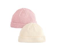NEXT Confezione da 2 Berretti in Maglia per Bebè Rosa/Crema 0 Mesi