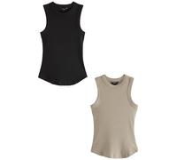 NEXT Confezione da 2 canotte a coste con dorso a vogatore Black/Nude Cream 42