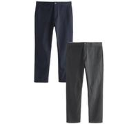 NEXT Confezione da 2 Pantaloni Chino Elasticizzati - vestibilità Slim Blu Marino/Grigio Carbone 30