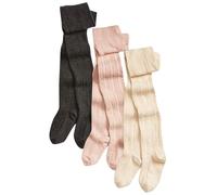 NEXT Confezione da 3 collant a trecce in misto cotone Charcoal Grey/Pink/Cream 18 Mesi