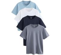 NEXT Confezione da 4 T-Shirt con vestibilità Attillata Blu/Navy/Bianco/Acciaio L
