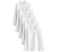 NEXT Confezione da 5 Polo per la Scuola a Maniche Lunghe in 100% Cotone Bianco 15 Anni