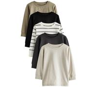 NEXT Confezione da 5 T-Shirt Tinta Unita a Maniche Lunghe in 100% Cotone Nero/Bianco 18 Mesi