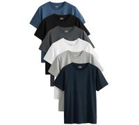 NEXT Confezione da 6 di T-Shirt di Cotone Basic - vestibilità Regular Nero/Ardesia/Grigio Marl/Bianco/Navy/Blu L
