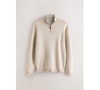 Next Cotton Blend Quarter Zip Jumper medium crema
