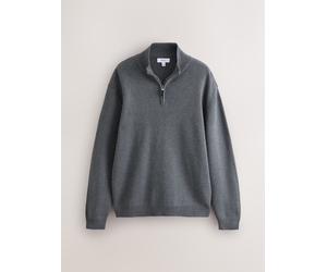 Next Cotton Blend Quarter Zip Jumper medium Grigio