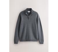 Next Cotton Blend Quarter Zip Jumper small Grigio