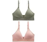NEXT Donne Confezione da 2 Bralette a Triangolo Ultimate Comfort in Cotone con Logo Light Pink/Khaki Green 38