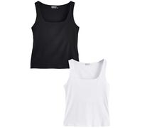 NEXT Donne Confezione da 2 canotte con scollo quadrato | Standard, Misto cotone, Pull On, Lavabile in lavatrice