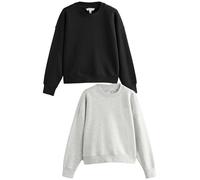 NEXT Donne Confezione da 2 Felpe Girocollo morbidissime Effetto manopesca con Dettagli sulle Cuciture Nero/Grigio XL