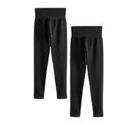NEXT Donne Confezione da 2 Leggings a Vita Alta a Coste | Nero, S, questi 2 paia di leggings sono elastici, comodi, tessuto a coste e con una vita alta che valorizza la silhouette