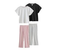 NEXT Donne Confezione da 2 Pigiami a Maniche Corte Monochrome Stripe L