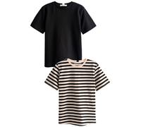 NEXT Donne Confezione da 2 T-Shirt Pesanti Black/Ecru Stripe 50
