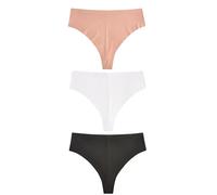 NEXT Donne Confezione da 3 Perizomi Comodi a Vita Alta Che Non segnano Nero/Bianco/Pralina Nude 48