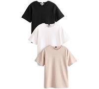 NEXT Donne Confezione da 3 T-Shirt Basic Pesanti Black/White/Beige 44