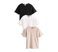 NEXT Donne Confezione da 3 T-Shirt Basic Pesanti | Standard, Realizzata in morbidissimo cotone con una finitura pesante e vestibilità squadrata