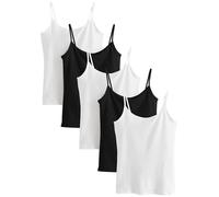 NEXT Donne Confezione da 5 canotte con spalline sottili | Standard, Pull On, Lavabile in lavatrice