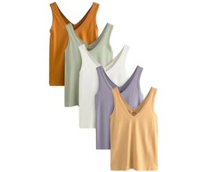 NEXT Donne Confezione da 5 canotte morbide Blue/Mauve/Pastel Green M