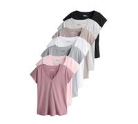 NEXT Donne Confezione da 7 t-Shirt con Maniche ad Aletta Black/Grey/Pink L