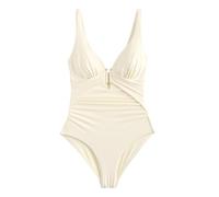 NEXT Donne Costume da Bagno con Scollo Profondo ed Effetto Contenitivo con Bordo a U Ecru Cream 44