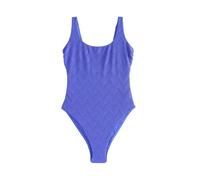 NEXT Donne Costume da Bagno Contenitivo con Scollo Rotondo Cornflower Blue Textured 46