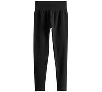 Next Donne Leggings a Coste a Vita Alta Senza Cuciture Nero L
