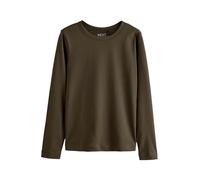 NEXT Donne Maglietta a Maniche Lunghe in 100% Cotone Verde Oliva L