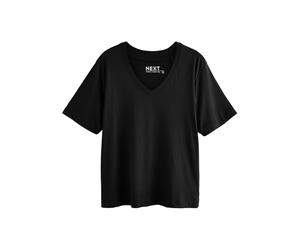 NEXT Donne T-Shirt Donna con Scollo a V Ampio in Cotone e Modal Nero XL