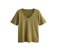Next Donne T-Shirt Donna con Scollo a V Ampio in Cotone e Modal Verde Oliva L