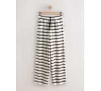 next Ecru/Black Stripe Knit Look Wide Leg Trousers Naturale