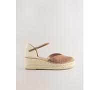 Next Espadrillas con Zeppe e punta chiusa in Pelle scamosciata sintetica Marrone