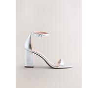 Next Faux Leather Block Heel Sandals Argento