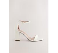 Next Faux Leather Block Heel Sandals Bianco